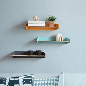PIBM Stylish Simplicity Shelf Wall Mounted Floating Rack Wooden Collections Living Room Creative,3 Sizes,6 Colors Avaliable, Yellow , 29.5X10X15cm