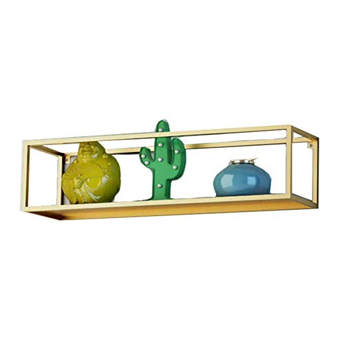 PIBM Stylish Simplicity Shelf Wall Mounted Floating Rack Shelves Iron Art Display Stand Bookshelf Cd Storage Simple Background Wall Living Room,4 Sizes, Gold , 65x16x15cm