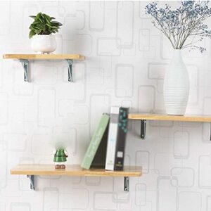 PIBM Stylish Simplicity Shelf Wall Mounted Floating Rack Shelves Solid Wood Clapboard Triangular Bracket Multifunction Easy to Wipe Foldable,3 Sizes, Wood ,