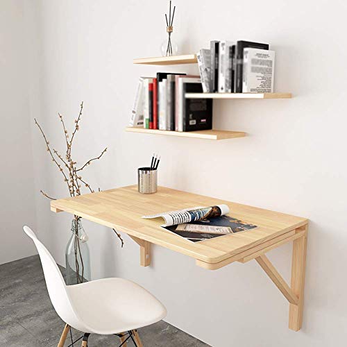 PIBM Stylish Simplicity Shelf Wall Mounted Floating Rack Shelves Foldable Computer Desk Solid Wood Kitchen Storage Save Space,12 Sizes, a ,