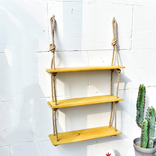 PIBM Stylish Simplicity Shelf Wall Mounted Floating Rack Shelves Wooden Store Display 1 Layer/ 2 Layers / 3 Layers / 4 Layers,4 Colors, Yellow , 49.5X14X120cm