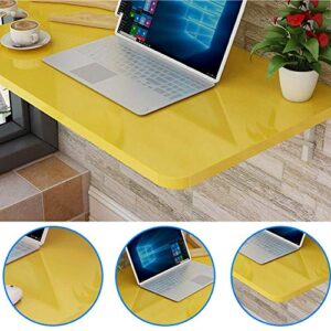 PIBM Stylish Simplicity Shelf Wall Mounted Floating Rack Shelves Foldable Computer Desk Simple Stable Save Space Bearing Strong,12 Sizes,5 Colors, Yellow , 120X50cm