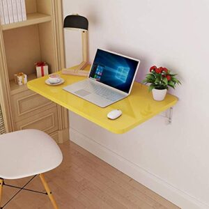 PIBM Stylish Simplicity Shelf Wall Mounted Floating Rack Shelves Foldable Computer Desk Simple Stable Save Space Bearing Strong,12 Sizes,5 Colors, Yellow , 120X50cm