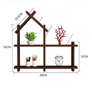 PIBM Stylish Simplicity Shelf Wall Mounted Floating Rack Shelves Background Wall Collection Potted Plant Solid Wood Multifunction Bearing Strong Bedroom,2 Colours, a , 60X13X52CM