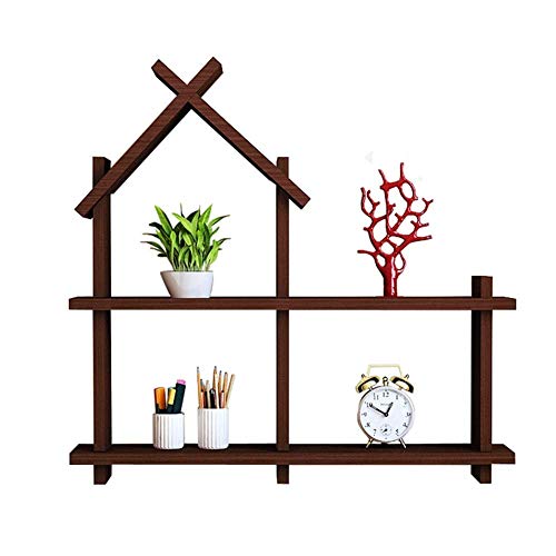 PIBM Stylish Simplicity Shelf Wall Mounted Floating Rack Shelves Background Wall Collection Potted Plant Solid Wood Multifunction Bearing Strong Bedroom,2 Colours, a , 60X13X52CM