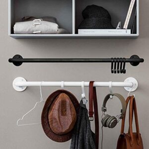 PIBM Stylish Simplicity Shelf Wall Mounted Floating Rack Shelves Metal Multifunction Clothing Hook Clothes Drying,2 Colours,2 Sizes, Black , 70x29cm