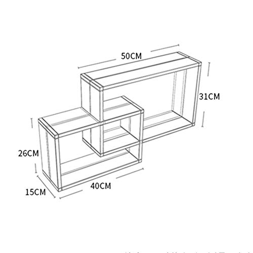 PIBM Stylish Simplicity Shelf Wall Mounted Floating Rack Wooden Background Wall Shelves Storage Wooden Living Room,Length 40Cm / 32Cm,3 Colors Avaliable, Red