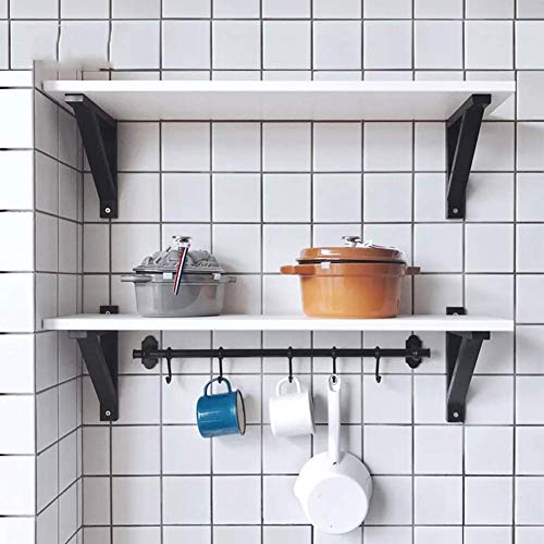 PIBM Stylish Simplicity Shelf Wall Mounted Floating Rack Shelves Simple Bookshelf Kitchen Storage Living Room Easy to Clean,2 Colours,2 Sizes, White ,