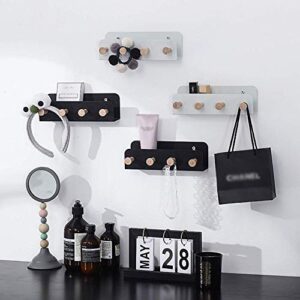 PIBM Stylish Simplicity Shelf Wall Mounted Floating Rack Shelves Metal Wooden Storage Key Frame Coat Hook,3 Colors, Black , 22x8x7cm