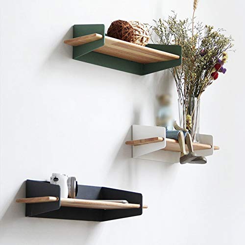 PIBM Stylish Simplicity Shelf Wall Mounted Floating Rack Wooden Collections Living Room Creative,3 Sizes,6 Colors Avaliable, Green , 29.5X10X15cm
