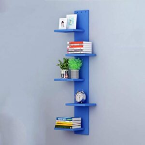 pibm stylish simplicity shelf wall mounted floating rack wooden cube bedroom storage 5 layers,24x120cm,7 colors avaliable, blue