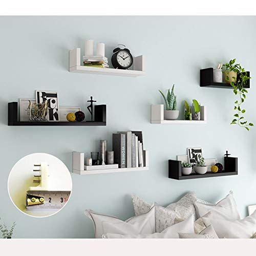 PIBM Stylish Simplicity Shelf Wall Mounted Floating Rack 3-Piece Set Solid Wood Multifunction Save Space Environmental Protection,7 Colors,3 Sizes, Black Walnut