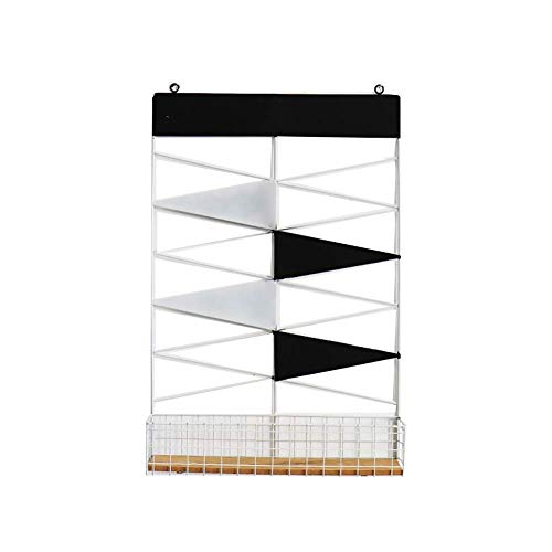 PIBM Stylish Simplicity Shelf Wall Mounted Floating Rack Shelves Iron Art Diamond Grid Storage Multifunction Photo Wall Bathroom,Black,White, a , 41X8X62CM