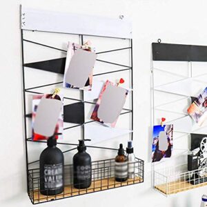 PIBM Stylish Simplicity Shelf Wall Mounted Floating Rack Shelves Iron Art Diamond Grid Storage Multifunction Photo Wall Bathroom,Black,White, a , 41X8X62CM