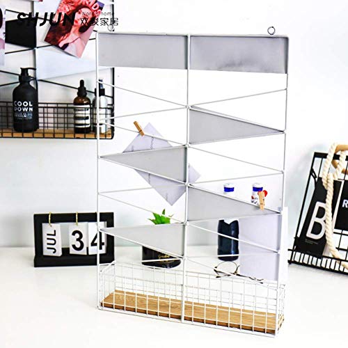 PIBM Stylish Simplicity Shelf Wall Mounted Floating Rack Shelves Iron Art Diamond Grid Storage Multifunction Photo Wall Bathroom,Black,White, a , 41X8X62CM