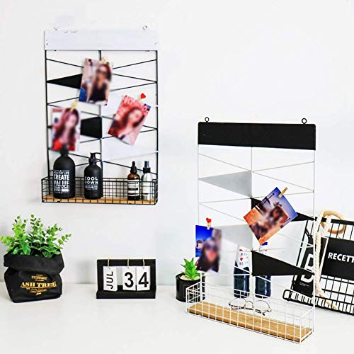 PIBM Stylish Simplicity Shelf Wall Mounted Floating Rack Shelves Iron Art Diamond Grid Storage Multifunction Photo Wall Bathroom,Black,White, a , 41X8X62CM