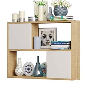 pibm stylish simplicity shelf wall mounted floating rack shelves solid wood with door bookshelf show bearing strong living room bedroom - 4 colors, b , 80x20x65cm