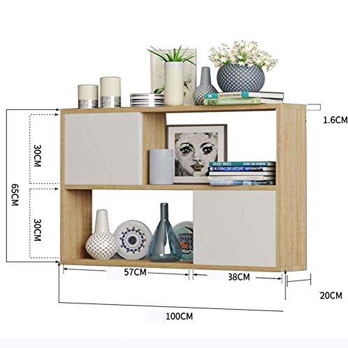 PIBM Stylish Simplicity Shelf Wall Mounted Floating Rack Shelves Solid Wood with Door Bookshelf Show Bearing Strong Living Room Bedroom - 4 Colors, b , 80x20x65cm