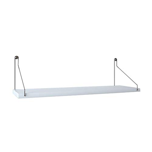 PIBM Stylish Simplicity Shelf Wall Mounted Floating Rack Shelves Metal Bracket Solid Wood Simple Background Wall Smooth Durable Save Space,3 Colors,5 Sizes, White , 30x15x15cm