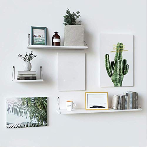 PIBM Stylish Simplicity Shelf Wall Mounted Floating Rack Shelves Metal Bracket Solid Wood Simple Background Wall Smooth Durable Save Space,3 Colors,5 Sizes, White , 30x15x15cm