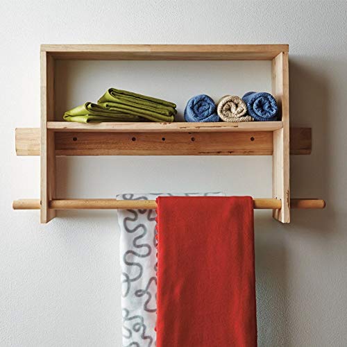 PIBM Stylish Simplicity Shelf Wall Mounted Floating Rack Shelves Solid Wood Storage Multifunctional Bedroom Living Room Coat Rack,Creative,9 Sizes Avaliable, 70x40x18cm