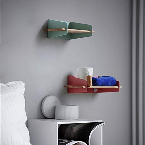 PIBM Stylish Simplicity Shelf Wall Mounted Floating Rack Wooden Collections Living Room Creative,3 Sizes,6 Colors Avaliable, Red , 29.5X10X15cm