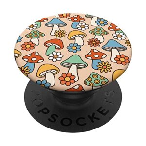 hippie mushroom flower 60s 70s floral cottagecore aesthetic popsockets swappable popgrip