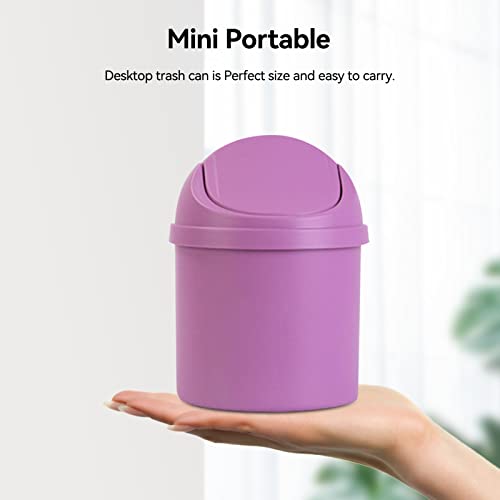 HERCHR Mini Trash Can with Lid, Mini Wastebasket Trash Can Tiny Countertop Garbage Bin Tiny Countertop Trash Can with Swing Lid for Home Office