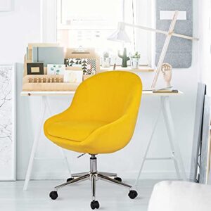 anour velvet home office desk chair,modern task chair with upholstered backrest,360° swivel adjustable armchair for office,home,living room,bedroom yellow