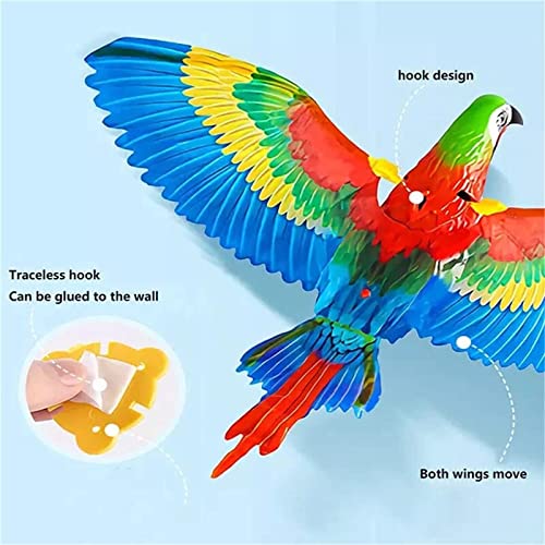 Syneyper Simulated Birds Hanging Pet Toy Chirping Bird Cat Toys Toy Sound and Light Parrot Electric Flying Bird 360 Rotation Wet Puppy Food Small Breed Organic (C, One Size)