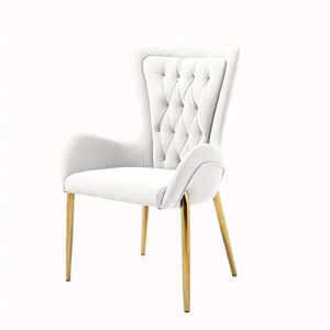 keffor dining kitchen room chairs living room armchair modern upholstered dining chairs with soft microfiber leather cushion seat and gold-plated feet (color : white)