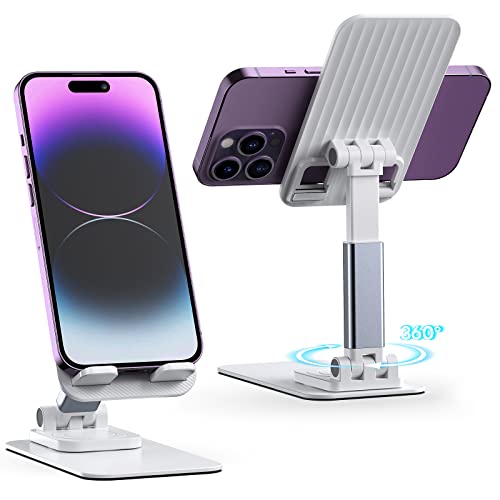 KEUASX Foldable Cell Phone Stand for Desk,Adjustable Mobile Rotatable Phone Holder for Office,Portable iPhone Stands Thick Case Friendly Compatible with iPhone 14/13/12Pro Max, Google Pixel