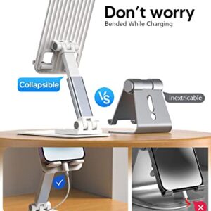 KEUASX Foldable Cell Phone Stand for Desk,Adjustable Mobile Rotatable Phone Holder for Office,Portable iPhone Stands Thick Case Friendly Compatible with iPhone 14/13/12Pro Max, Google Pixel