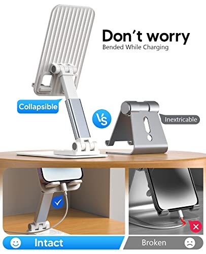 KEUASX Foldable Cell Phone Stand for Desk,Adjustable Mobile Rotatable Phone Holder for Office,Portable iPhone Stands Thick Case Friendly Compatible with iPhone 14/13/12Pro Max, Google Pixel