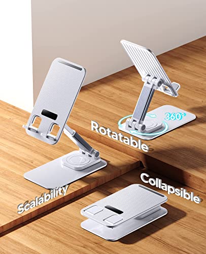 KEUASX Foldable Cell Phone Stand for Desk,Adjustable Mobile Rotatable Phone Holder for Office,Portable iPhone Stands Thick Case Friendly Compatible with iPhone 14/13/12Pro Max, Google Pixel