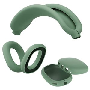 tucana silicon cases compatible for airpods max, overhead cover + earcup cover + ear pad cover (green)