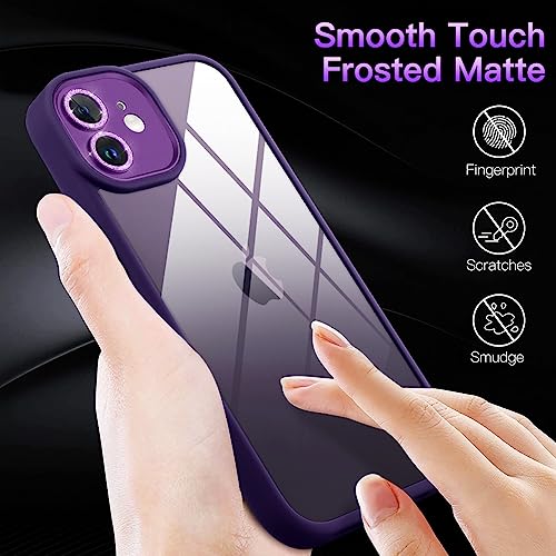 tharlet Clear for iPhone 11 Case [10FT Military Grade Drop Tested] White Silicone Slim Clear Hard Back Frame with Glitter Camera Lens Case for iPhone 11 Phone Case, Purple (6.1")