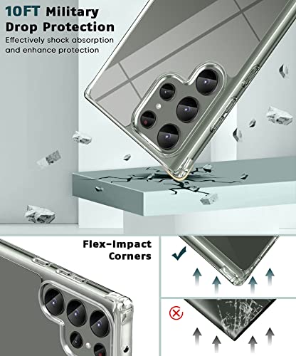 MIODIK Clear Case for Samsung Galaxy S23 Ultra, with Camera Lens Protector×2, [Military Grade Protective] [Non-Yellowing] Shockproof Slim Cover for S23 Ultra 5G 6.8 Inch 2023 (Transparent)