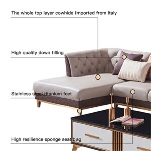 ZSEDP Antique Imported Leather Three-Person Sofa Recliner Full-Size Sofa Bed Sofa Combination Furniture