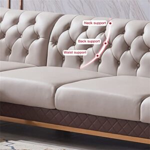 ZSEDP Antique Imported Leather Three-Person Sofa Recliner Full-Size Sofa Bed Sofa Combination Furniture