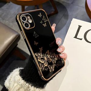 ZTOFERA for iPhone 11 Case, Protective Case for Women Cute Electroplated Butterfly Gold Edge Shockproof Slim Soft TPU Bumper Girls Men Phone Cover for iPhone 11 (6.1"), Black
