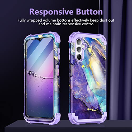 Rancase for Galaxy A14 5G Case,[2 Tempered Glass Screen Protector + 2 Camera Lens Protector ] Three Layer Heavy Duty Shockproof Hard Plastic+Soft Protective Case for Samsung Galaxy A14 5G,Purple