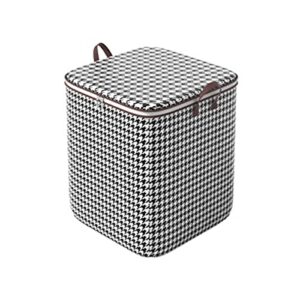 houndstooth storage boxes, large clothes blanket storage bags, storage containers with handles, closet organizers and storage bins for comforter clothing toys bed sheets pillows (17.72*22*22inch)