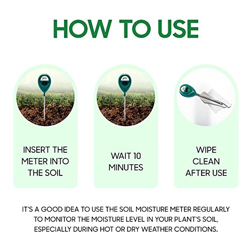 Soil Moisture Meter, Plant Water Meter, Soil Hygrometer Sensor for Gardening, Farming, Indoor, and Outdoor Plants, Plant Moisture Meter with Probe, Water Tester for Plants and Garden - Green