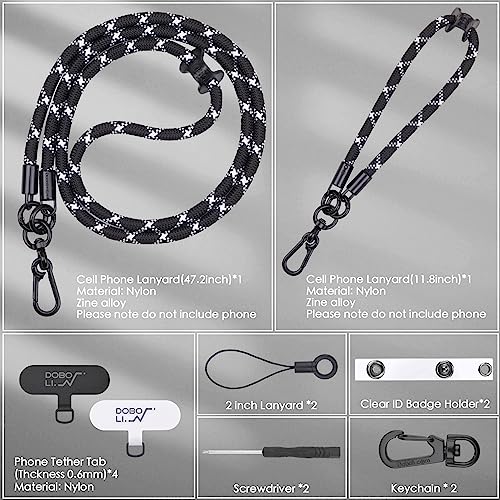 Doboli Phone Lanyard,Phone Strap,Wrist Lanyard,Lanyards For Keys,Keychains For Women,Nylon Adjustable Shoulder Neck,Universal Cell Phone Lanyard for All Smartphone,Travel Essentials (2 Pack)