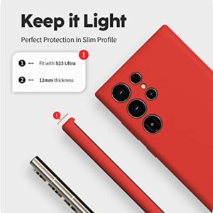 GOOSPERY Liquid Silicone Designed for Galaxy S23 Ultra Case Silky-Soft Touch Full Body Protection Shockproof Cover Case with Soft Microfiber Lining - Red