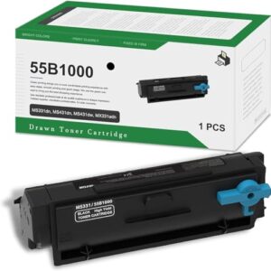 DRAWN Compatible 55B1000 Toner Cartridge Replacement for Lexmark 3500 Pages MS331dn MS431dn MS431dw MX331adn MX431adn MX431adw (1-Pack Black)