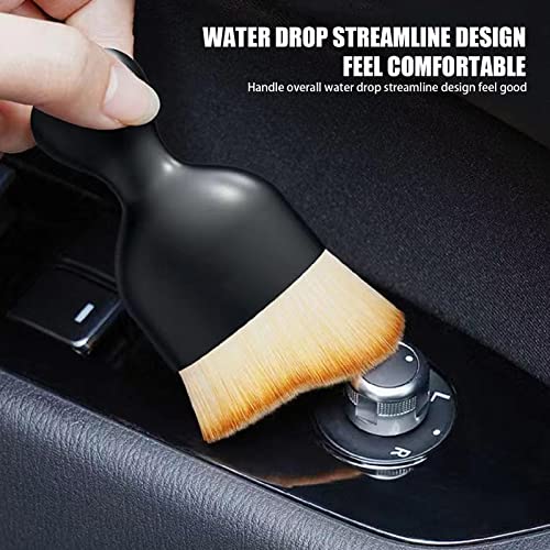 jeseny 1 Pack Ultra Soft Detailing Brush, Car Dust Removal Brush, Wet and Dry, Non-Scratch Cleaning Brush, Universal Car Interior Crevice Brush, for Cleaning Panels, Air Vent, Leather (Yellow)