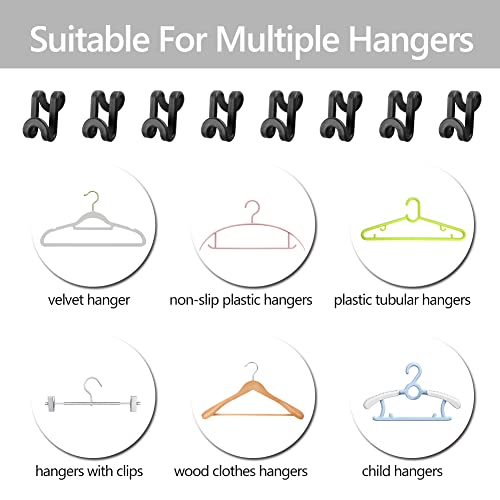 YEXEXINM 160Pcs Clothes Hanger Connector Hooks - Space Saving Hanger Extender Hooks，Plastic Mini Cascading Hanger Hooks Heavy Duty Hanger Extender Clips for Outfit Closet Velvet Wooden Hangers