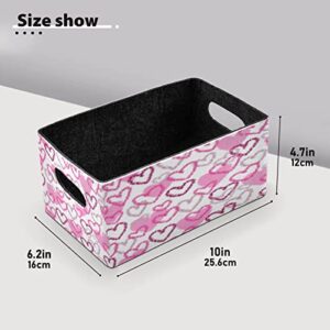 Kcldeci Valentine Pink Hearts Storage Bins 2-Pack Foldable Storage Baskets for Organizing Closet Large Storage Box Sturdy Organizer Bins